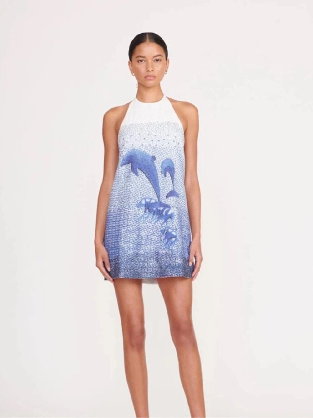 STAUD Dolphin Beaded Embellished Mini Dress